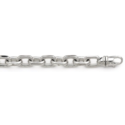 14Kt White Gold Elongated Diamond Cut Link Men's bracelet (58.90gr)