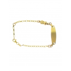 14Kt Yellow Gold Oval Link ID Bracelet with Teddy Bear Charm (3.40gr)
