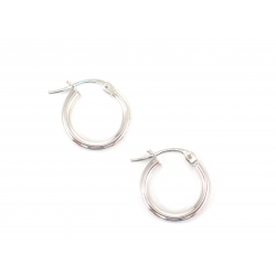 14Kt White Gold 2mm Hoop Earrings 0.5" Diameter (0.70gr)