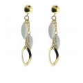 14Kt Two-tone Satin & Shiny Marquis Shape Cut Out Dangle Earrings (2.90gr)