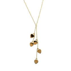 14Kt Yellow Gold Diamond Cut Boston Link with Five Dangling Hearts (6.60gr)