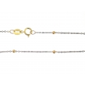 14Kt White Gold Diamond Cut Link with Yellow Gold Beads