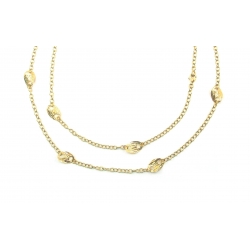 14Kt Yellow Gold Oval Link with Flat Diamond Cut Gucci Style Stations Necklace