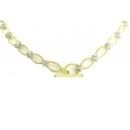 18Kt Two-tone Corrugated Oval Yellow Link/White knot Necklace with Toggle Clasp (30.2gr)