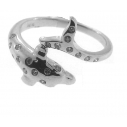 14Kt White Gold Diamond Dolphin Ring (0.15cts tw)