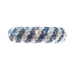 14Kt White Gold Blue Sapphire & Diamond Striped Ring (1.22cts tw)