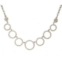 18Kt White gold Multi-Circle Diamond Necklace (1.24cts TW)