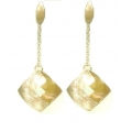 14Kt Yellow Gold Satin & Shiny Geometric Dangle Earrings (5.50gr)