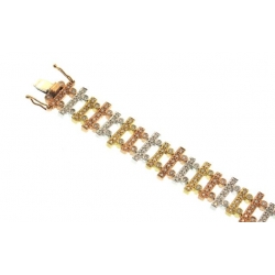 14Kt Tri-color Railroad Diamond Bracelet (1.99cts tw)