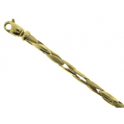 18Kt Yellow Gold Satin & Shiny Elongated Twisted link 7.25" Bracelet (17.00gr)