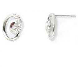 14Kt White Gold Diamond Swirl Stud Earrings (0.01cts tw)