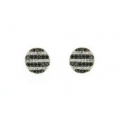 14Kt White Gold Single Cut Diamond & Black Diamond Striped Stud Earrings (0.36cts tw)