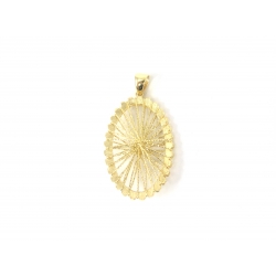 14Kt Yellow Gold Diamond Cut Wire Oval Shape Pendant (5.60gr)