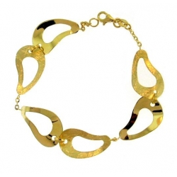 14Kt Yellow Gold Satin & Shiny Bean Shape Cut Out Bracelet (6.40gr)