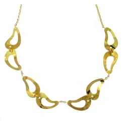 14Kt Yellow Gold Satin & Shiny Bean Shape Cut Out Necklace (9.50gr)
