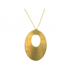 14Kt Yellow Gold Diamond Cut Oval Necklace with Oval Cut out Medallion (5.80gr)