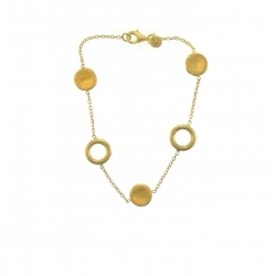 14Kt Yellow Gold Satin & Shiny Link Station Bracelet (4.30gr)