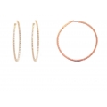 18Kt Rose Gold Inside & Out Hoop Earrings 1.75" (1.60cts tw)