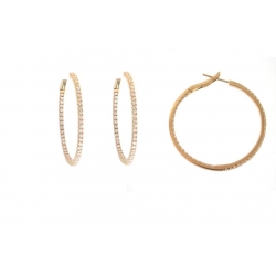 18Kt Rose Gold 1.5" Inside & Out Diamond Hoop Earrings (1.80cts tw)