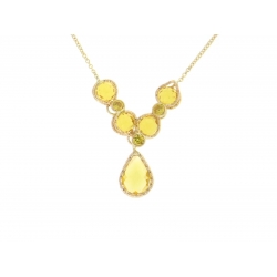 14Kt Yellow Gold Oval Link Necklace with Briolette Citrine (4.90gr)