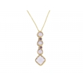 14Kt Yellow Gold Oval Link Necklace with Briolette Amethyst Drop (4.40gr)