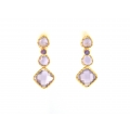 14Kt Yellow Gold Four Amethyst Drop Earrings (4.10gr)