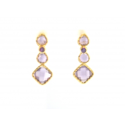 14Kt Yellow Gold Four Amethyst Drop Earrings (4.10gr)