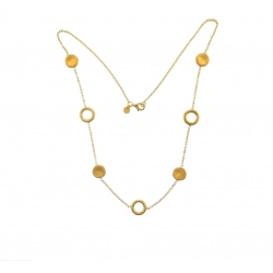 14Kt Yellow Gold Satin & Shiny Link Station Necklace (6.70gr)