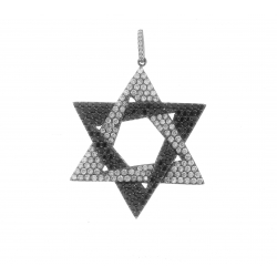 18Kt Black Gold White & Black Diamond Star Of David Pendant (1.64cts tw)