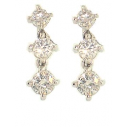 18Kt White Gold Three Diamond Drop Earrings (0.71cts tw)