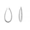 18Kt White Gold Inside & Out Diamond Oval Shape Hoop Earring (5.03cts tw)