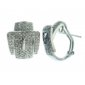 18Kt White Gold Square Buckle Diamond Earrings with Omega Clip (2.05cts tw)