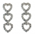 18Kt White Gold Three Diamond Large Heart Dangle Earrings (1.43cts tw)