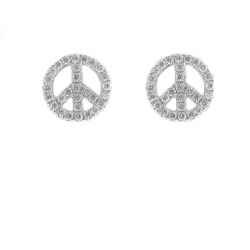 18Kt White Gold Peace Sign Diamond Stud Earrings (0.61cts tw)