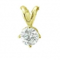 14Kt Yellow Gold Round Solitaire Diamond Pendant (0.25cts tw)