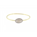 14Kt Two-Tone Oval Disc with Diamond Bangle (0.26cts tw)