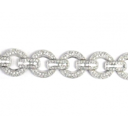 18Kt White Gold Round Bracelet with Baguette & Round Diamonds (6.43cts tw)