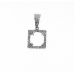 18Kt White Gold Diamond Semi-mount Pendant for 6X6mm Center Stone (0.22cts tw)
