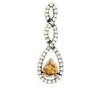 18Kt Black Gold Pear Shape Champagne Diamond with Round Diamond Pendant (0.50cts tw)