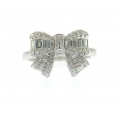 18Kt White Gold Baguette & Round Diamond Bow Ring (0.74cts tw)