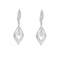 18Kt White Gold Fancy Diamond Cluster Drop Earrings (1.52cts tw)