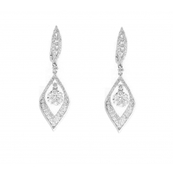 18Kt White Gold Fancy Diamond Cluster Drop Earrings (1.52cts tw)