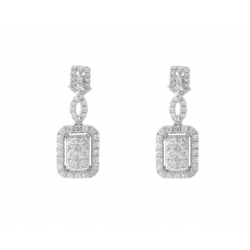 18Kt White Gold Rectangular Cluster Diamond Earrings (1.01cts tw)