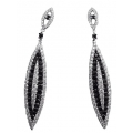 18Kt White Gold Marquis Shape Dangle Earrings with Black & White Diamonds (2.81cts tw)