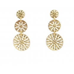 14Kt Yellow Gold Three Circle Laser Cut out Dangle Earrings
