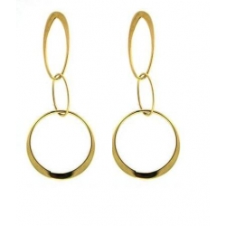 14Kt Yellow Gold Cut out Oval & Round Dangle Earrings (2.40gr)
