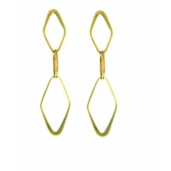 14Kt Yellow Gold Double Diamond Shape Cut out Dangle Earrings (2.60gr)