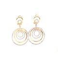 14Kt Rose Gold Single Cut Multi Circle Dangle Diamond Earrings with Omega Clip (1.10cts tw)
