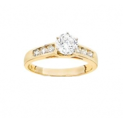 14Kt Yellow Gold  Round Diamond Channel Set Engagement Ring (0.35cts tw)