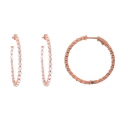 14Kt Rose Gold Inside & Out Diamond Hoop Earrings (2.60cts tw)